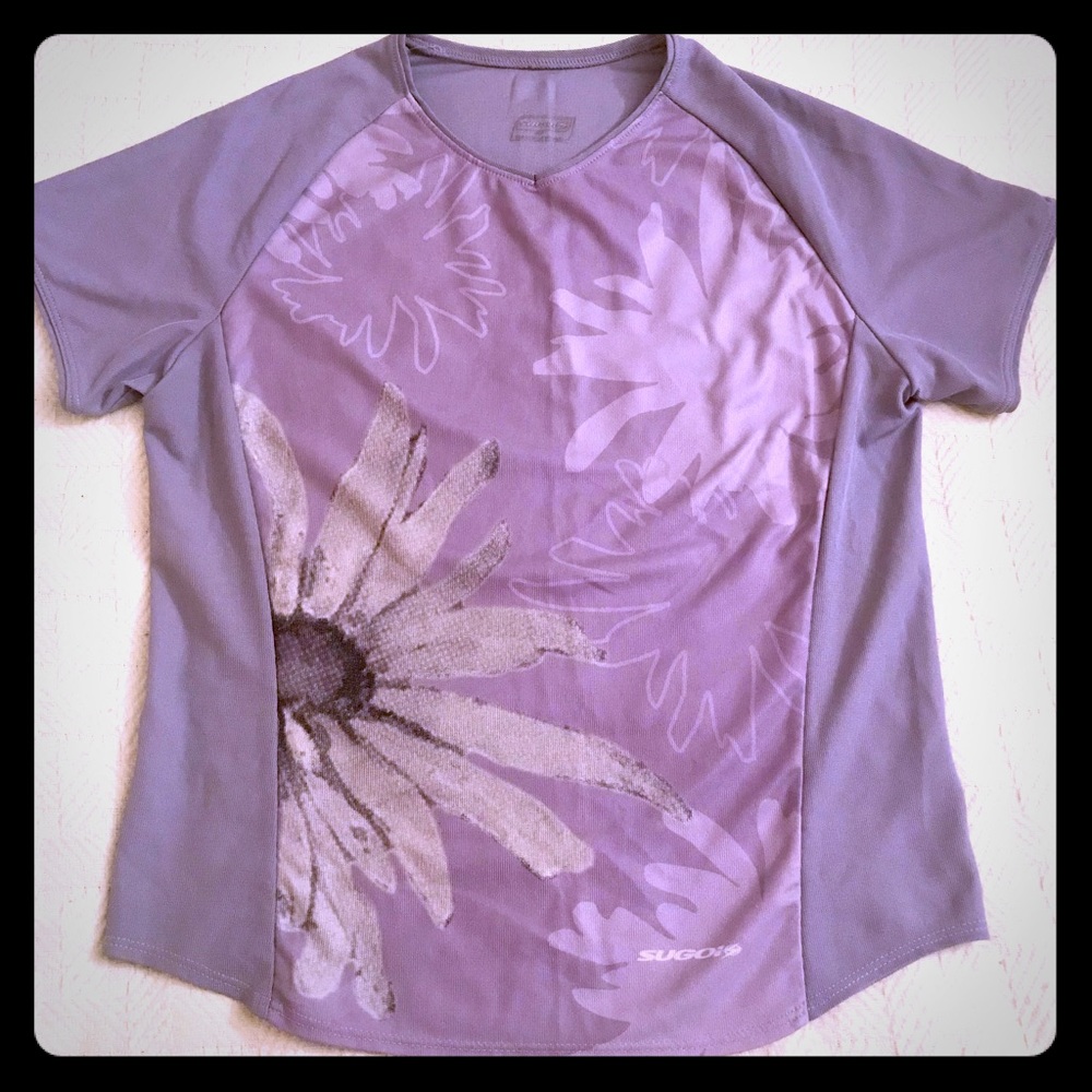 SUGOI Running Top Small Purple with Flower Design